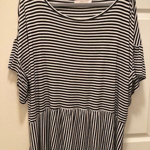 LOFT Plus Striped Peplum Top, Sz 14